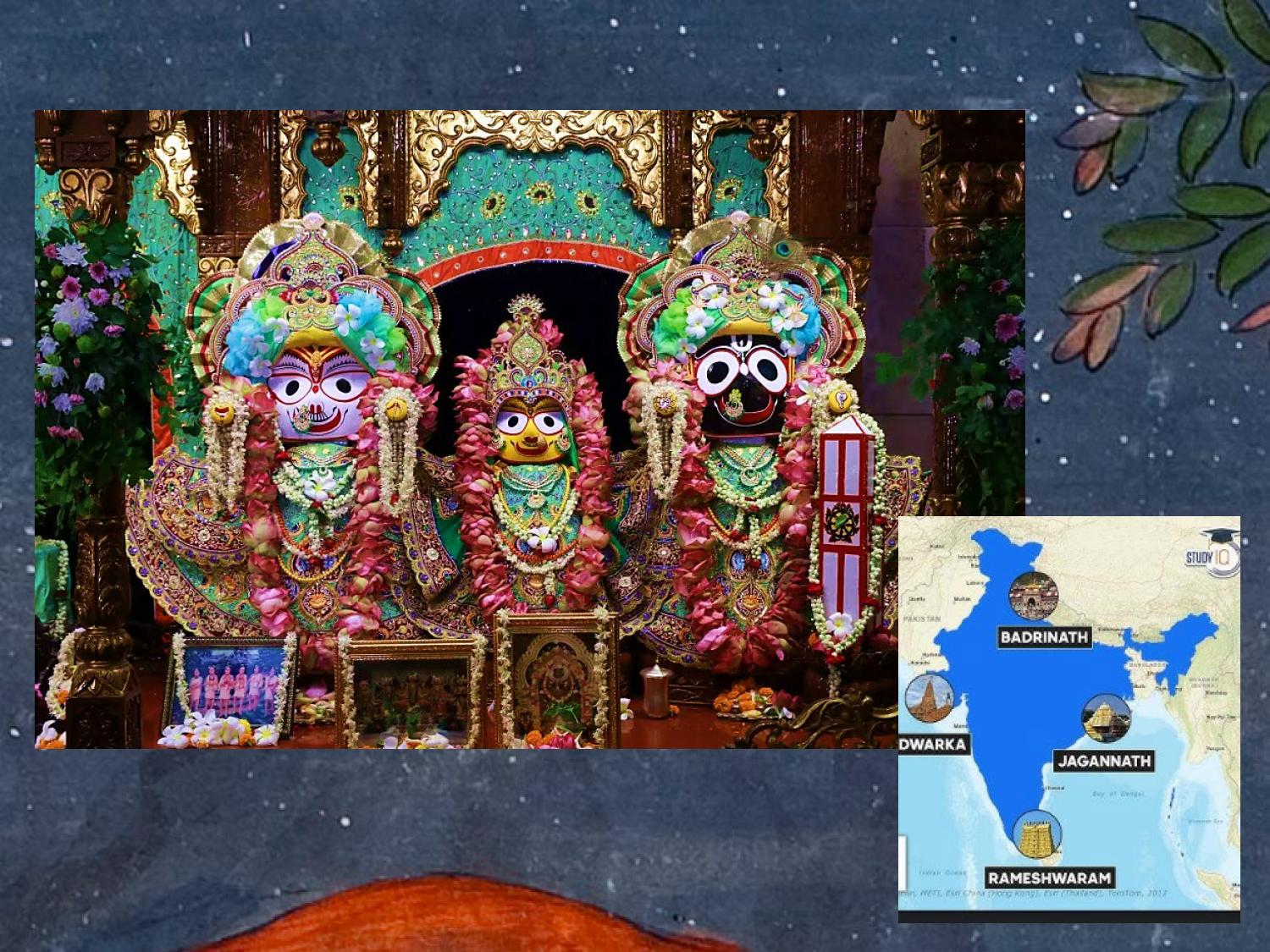 Троица Джаганнатха-Пури: Джаганнатха, Баладева и Субхадра. Карта чардхама